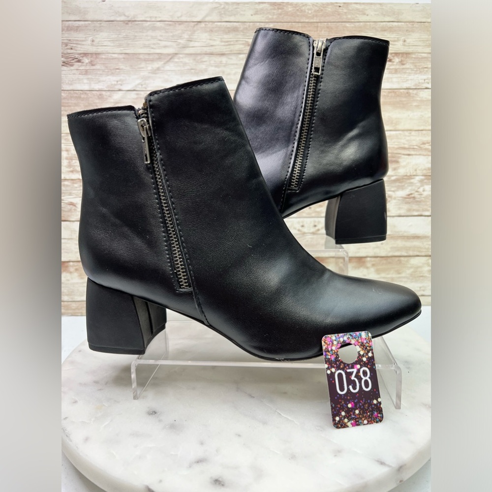 El Paso Ankle Boots Heel Black  Sz 10  Y2K Zipper
